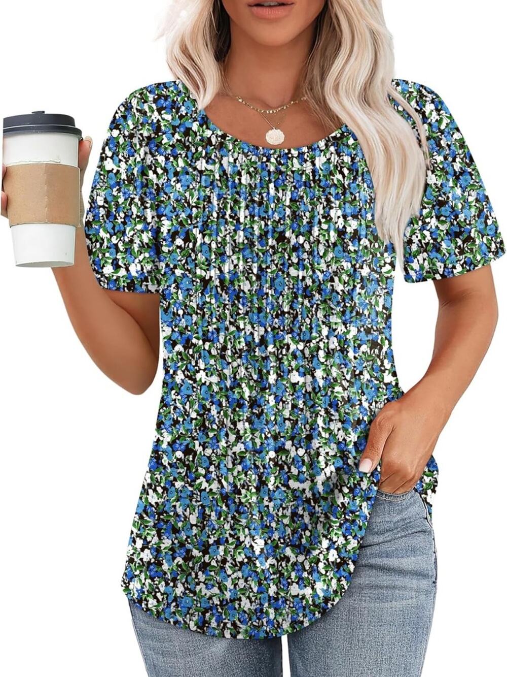 Ofeefan Blue Floral Top Size L